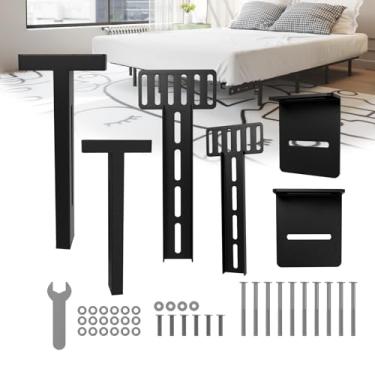 Imagem de Yingsi-fty Suportes de cabeceira, cabeceira de cama de metal universal, moldura de cama ajustável de metal ajustável, kit de extensão de estribo, com kit de extensão de pé suporte em forma de T (6