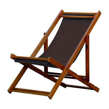 Imagem de Espreguiçadeira Portátil de Madeira Maciça – Para Piscina, Sem Braço, Envernizada (Marrom)