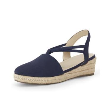 Imagem de Sandálias Cougo Platform Wedge Alpargata Slingback Navy 11 - Coutgo