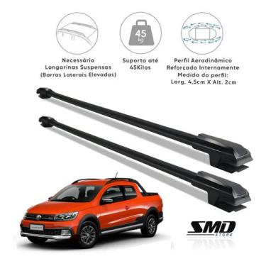 Imagem de Rack Travessa de Teto Aluminio Preto Saveiro Cross 2009 a 2018 - SMD, 