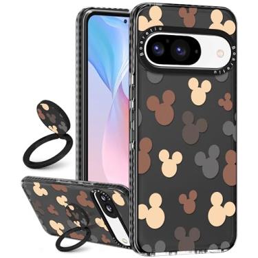 Imagem de Boaretiu Capa fofa Kawaii para Google Pixel 9/9Pro com suporte - Design de suporte de anel giratório adesivo de 360° moderno para mulheres meninas e meninas para Google Pixel 9/9Pro, Jihe Miki