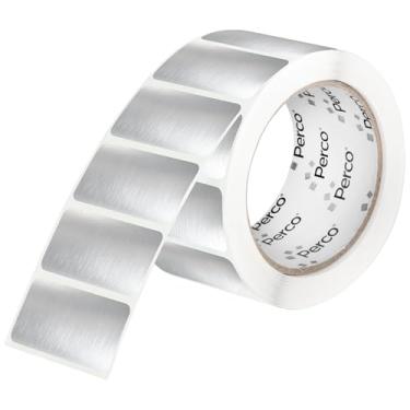 Imagem de Perco Etiquetas adesivas prateadas metálicas de 1 x 5 cm com perfuração fácil de descascar — 500 adesivos/rolo — forte aderência, acabamento elegante para pastas, presentes, frascos no escritório