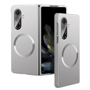Imagem de Capa magnética mate for Samsung Galaxy Z Fold 7, capa fina de PC rígida à prova de impactos, anti-impressões digitais, compatível com carregamento sem fios (prateado)