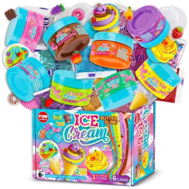 Imagem de Kit Slime de Sorvete Divertido com 4 Potes de 1 L e Acessórios, FUN KIDZ