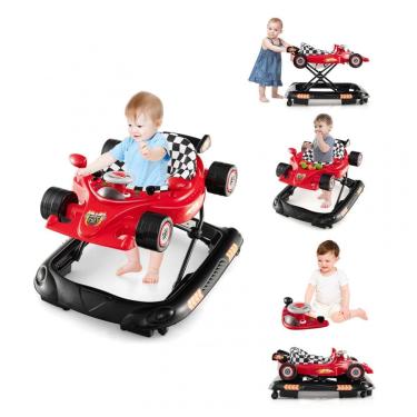 Imagem de Andador 4 em 1 para Bebê BABY JOY, Dobrável com Altura Ajustável, Música e Luzes, Anti-Tombamento, Andador Empurra com Rodas para Crianças.