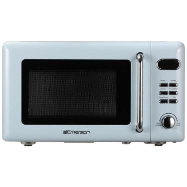 Imagem de Forno Micro-ondas Retrô de Bancada 20L Emerson Thunderbird Blue 700W 5 Níveis 8 Menus Automáticos Prato de Vidro Trava de Segurança 110V