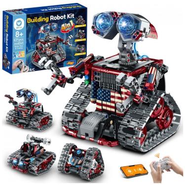 Imagem de Kit robô e carro de esteira 4 em 1 Sillbird com 631 peças, controle remoto e app, robótica STEM para crianças a partir de 6 anos ?