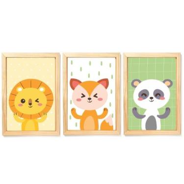 Imagem de Kit Quadros Decorativos Quarto Infantil Animais Safari Fofo - Creative