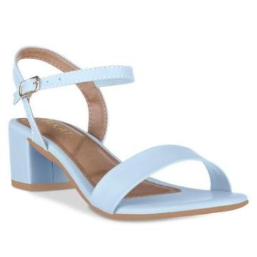 Imagem de Sandália Feminina Salto Baixo Bloco Grosso Tiras Sintética Casual Confortável Moda-Feminino