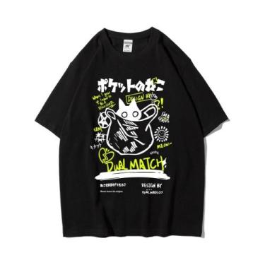 Imagem de Camiseta Unissex com Estampa de Gato Kawaii - Estilo Harajuku, BR-G, J