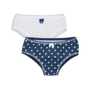 Imagem de Calcinha Infantil Kit 2 Poá Azul Lupo