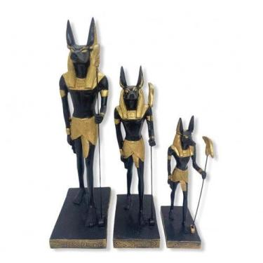 Imagem de Imagem Trio Anúbis Escultura Resina Estátua  28/ 22/ 26 Cm - Lua Misti