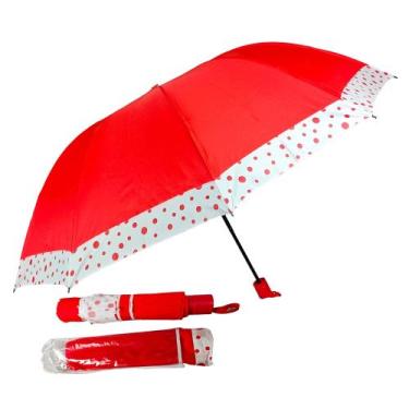 Imagem de Guarda Chuva Bolinha Contra Vento Cabe Na Bolsa Grande Resistente Dobr