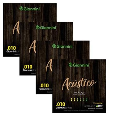 Imagem de Kit Com 04 Encordoamento Aço Giannini 010 Violão 12 Cordas