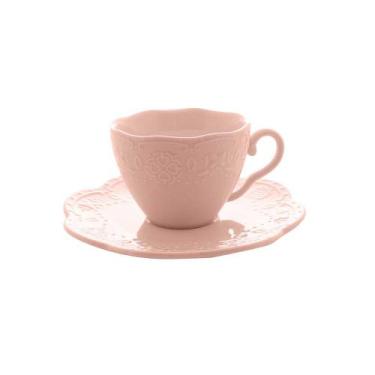 Jogo de 6 Xícaras de Café Cônica Coquinho 70 ml e Açucareiro de Porcelana  Pintado à Mão rosas branca rosa/caramelo no Shoptime