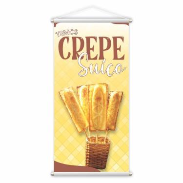 Imagem de Banner Temos Crepe Suíço Fundo Amarelo Comida Lona 60x40cm
