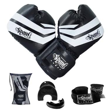 Imagem de Kit Luva De Boxe Spank Protetor Bucal Bandagem 3 Metros (16oz, Preto)