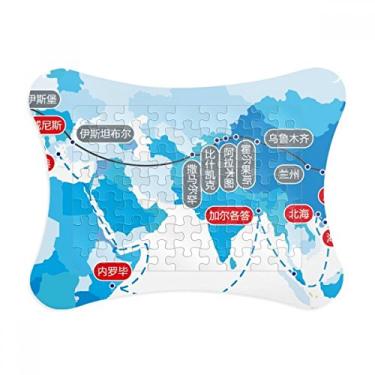 Imagem de Quadro de quebra-cabeça de mapa de estrada de seda, diagrama de vetor, ornamento de jogo de quebra-cabeça