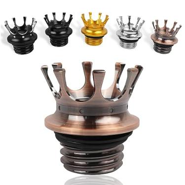 Imagem de Capa de tanque de combustível Worldmotop Motorcycle King Crown Reservatório de alumínio para Harley Sportster XL 883 1200 48 Dyna Touring Road King Softail (bronze)