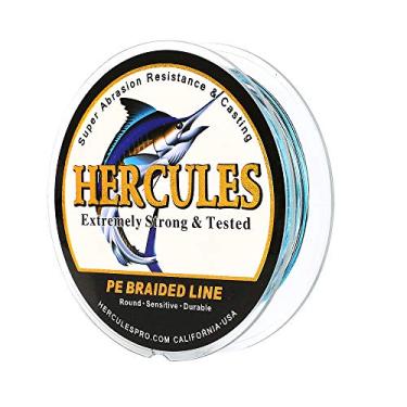 Imagem de Hercules linha de pesca trançada super fundida 8 fios de 10 lb a 300 lb teste para água salgada, 109/328/547/1094 jardas (100 m/300 m/500 m/1000 m), diamante.#0,12 mm-1,2 mm, desempenho de alto nível, cores variadas, Blue Camo, 20LB-0.20MM-547YDS(500M)-8 STRANDS
