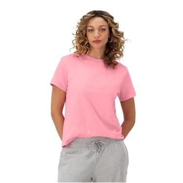 Imagem de Champion Camiseta feminina, camiseta clássica, camiseta confortável para mulheres, escrita (tamanho plus size disponível), Logotipo C rosa maçapão, M