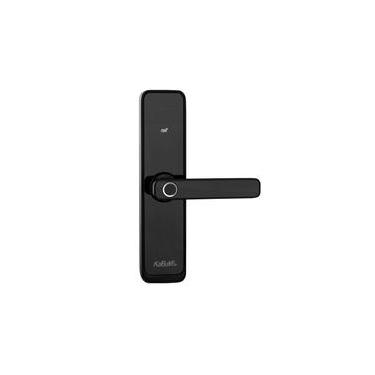 Imagem de Fechadura Digital KaBuM! Smart 500 - Biometria, controle via aplicativo, Vidro Preto (Com maçaneta) - KBSG001