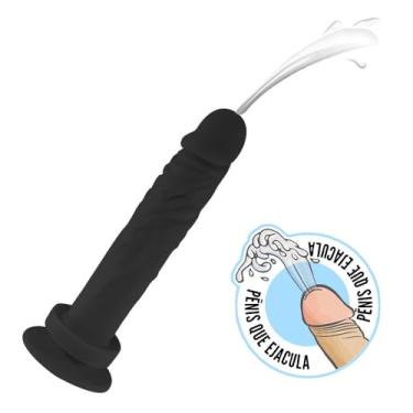 Imagem de Pênis que Ejacula com Ventosa Soft Touch 17,5 x 3,5cm Preto