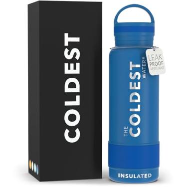Imagem de Garrafa de água isolada Coldest com tampa | À prova de vazamento, aço inoxidável moderno isolado, parede tripla, garrafas esportivas, frasco de metal | 600 ml