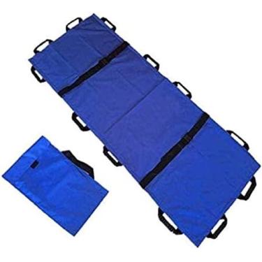 Imagem de Maca macia dobrável do agregado familiar, maca portátil dos primeiros socorros da lona engrossada de 12 punhos com bolsa para inj. móvel, azul