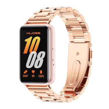 Imagem de MIJOBS Pulseira de substituição para Samsung Galaxy Fit 3 SM-R390, Aço inoxidável, Preto, Ouro, Prata, Rosa, 15-20 cm, Unissex, Moderno, Resistente ao suor, Ajustável, Fivela Tang