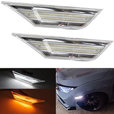 Imagem de NJSBYL 10ª geração de luzes de LED Civic para 2016-2021 H.onda Civic Sedan Coupe Hatchback Switchback Âmbar/branco LED seta de estacionamento posição de corrida lâmpadas laterais lente transparente