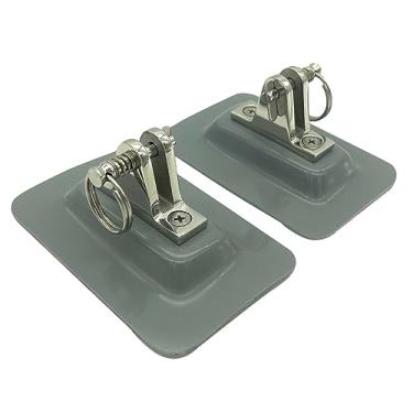 Imagem de DSCRAFT Conjunto de 2 peças de aço inoxidável 316 Bimini com dobradiça para barcos infláveis com base de fibra de vidro cinza