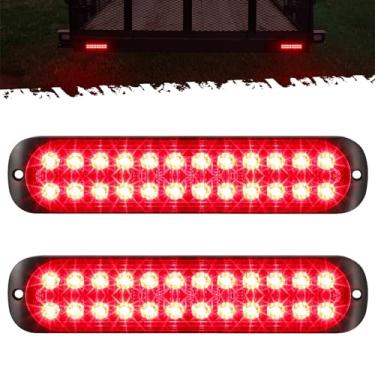 Imagem de Partsam 2 peças, caixa de alumínio de 19 cm, vermelha, 24 LEDs, luz traseira, sinalização de seta, luzes marcadoras de montagem em superfície do caminhão de reboque, trator, trailer, caminhonete,