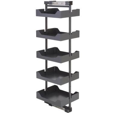 Imagem de Coluna Deslizante Preta com 5 Cesto Ajustáveis 175cm Prateleira Organizador de Armário Cozinha