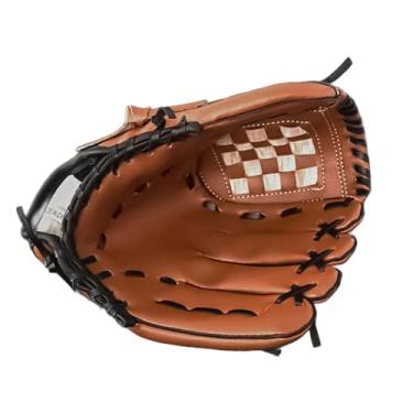 Imagem de UGPLM Luva de softball luva de beisebol engrossado prática de softball apanhador de mão luva de campo de beisebol luva de softball para iniciantes, Marrom 30cmx21cm