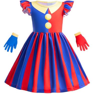 Imagem de Roupa de cosplay de circo digital para meninas, fantasia de palhaço pomni digital, roupas de circo, presentes de festa
