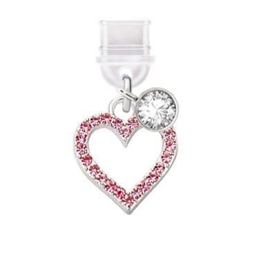 Imagem de ELISE & FONDA TP302 Tipo-C porta de carregamento USB antipoeira plugue cristal amor coração celular charme para Samsung/Huawei/OnePlus/Xiaomi/oppo telefones Android (rosa), approx.1.5 cm (L) x 0.2 cm