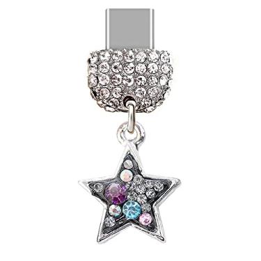 Imagem de ELISE & FONDA TP154 Tipo-C porta de carregamento USB cristal antipoeira pingente pequena estrela pingente de telefone celular charme para Samsung Galaxy/Huawei/OnePlus/Xiaomi/oppo telefones Android
