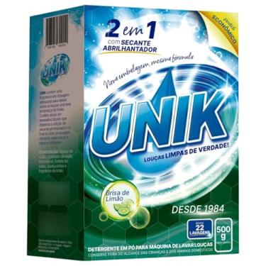 Imagem de Detergente 2 em 1 Secante Abrilhantador Brisa de Limão Lava Louças 500g Unik