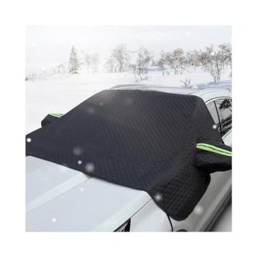 Imagem de Dickno Capa de neve para para-brisa de carro, 5 camadas de protetor magnético de para-brisa automático com capas de espelho lateral, acessórios externos de inverno universal à prova de intempéries para a maioria dos veículos (preto)