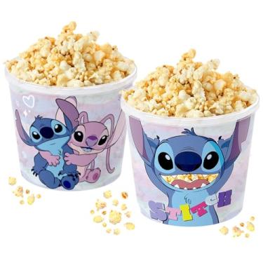 Imagem de Kit 2 Pote para Pipoca Balde Grande Estampado Lilo Stitch 2.1L Plasútil