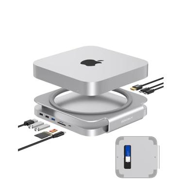 Imagem de GEWOKLIY Base e suporte para Mac mini Studio, hub com compartimento SSD para NVME/SATA M.2, adaptador HDMI 4K de 10 Gbps, porta USB A/C, leitor de cartão TF/SD, dock para Mac mini M1/ M2 e Mac Studio