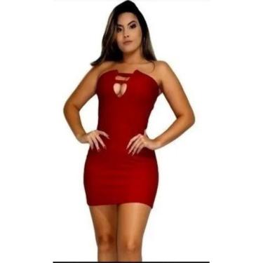 Imagem de Vestido Vermelho Tomara que Caia de Crepe.