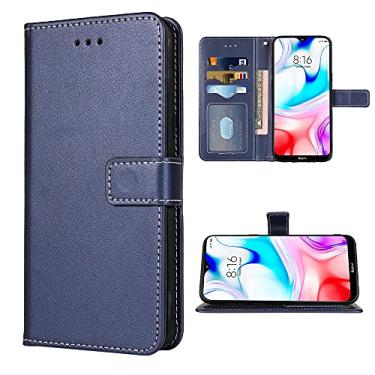 Imagem de FDCWTSH Compatível com Xiaomi Redmi 8A Redme 8 capa carteira alça de pulso couro flip capa suporte suporte celular Folio bolsa capas de telefone para Xiami Xiomis Xiome Redmi8A A8 Redmi8 azul