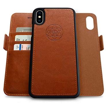 Imagem de Dreem Fibonacci 2-in-1 Wallet Case for Apple iPhone Xs Max - Luxury Vegan Leather, Magnetic Detachable Shockproof Phone Case, RFID Card Protection, 2-Way Flip Stand - Caramel