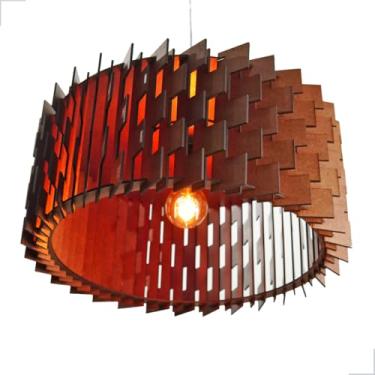 Imagem de Pendente De Teto Lustre Grande Desconstruído P/Sala Em Madeira Mdf Decoração