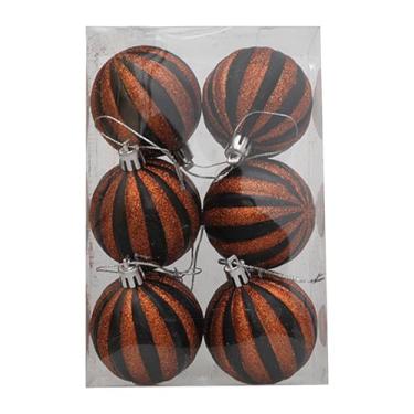 Imagem de harayaa 6Pcs Enfeites de Bola de Halloween Enfeites Suprimentos para Festas Decoração Pendurada Pendurada Árvore Pingentes para Feriados Clube, Preto E Laranja