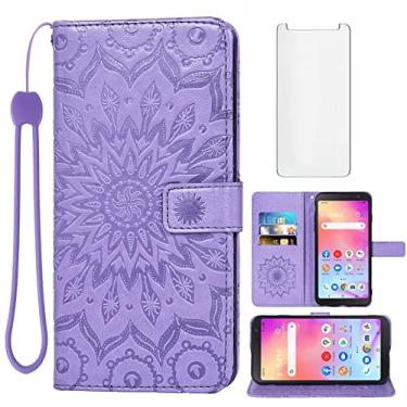 Imagem de Asuwish Capa de telefone para Alcatel TCL A3 A509DL Capa carteira com protetor de tela de vidro temperado e capa flip fina de couro girassol suporte para cartão acessórios de celular TCLA3 feminino