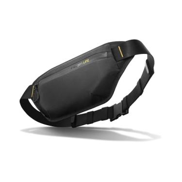 Imagem de Spigen Life Pochete com 4 bolsos separados, pochete, grande capacidade, resistente à água, durável, bolsa transversal leve com alça ajustável para viagens, caminhadas, esportes - Preto