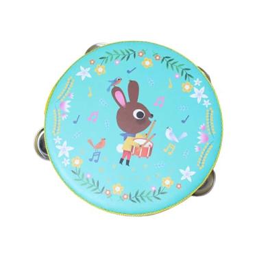 Imagem de Generic Tamborim de madeira Tambor de mão Brinquedo educacional Tamborim de fileiras duplas para crianças cantando, Cervo, 15cm